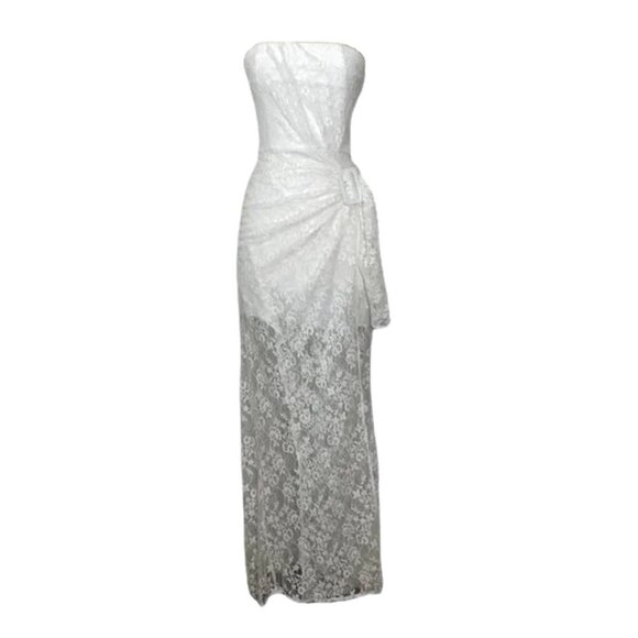 NEW NBD Revolve Strapless White Lace Gown Sz. S - Picture 1 of 2